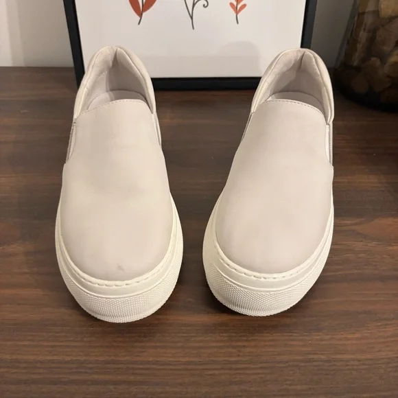 J Slides NYC Aileen Ivory Cream Leather Platform Slip-On Sneakers - Picture 6 of 11